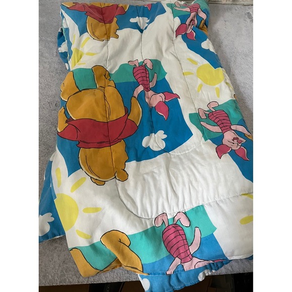 Vintage Disney Winnie the Pooh Piglet clouds Reversible Comforter90s
